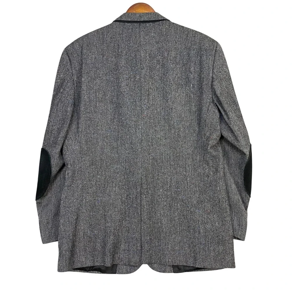 Vtg 80s Burberrys Nordstrom Gray Donegal Tweed Blazer 42R Wool Sport Coat USA